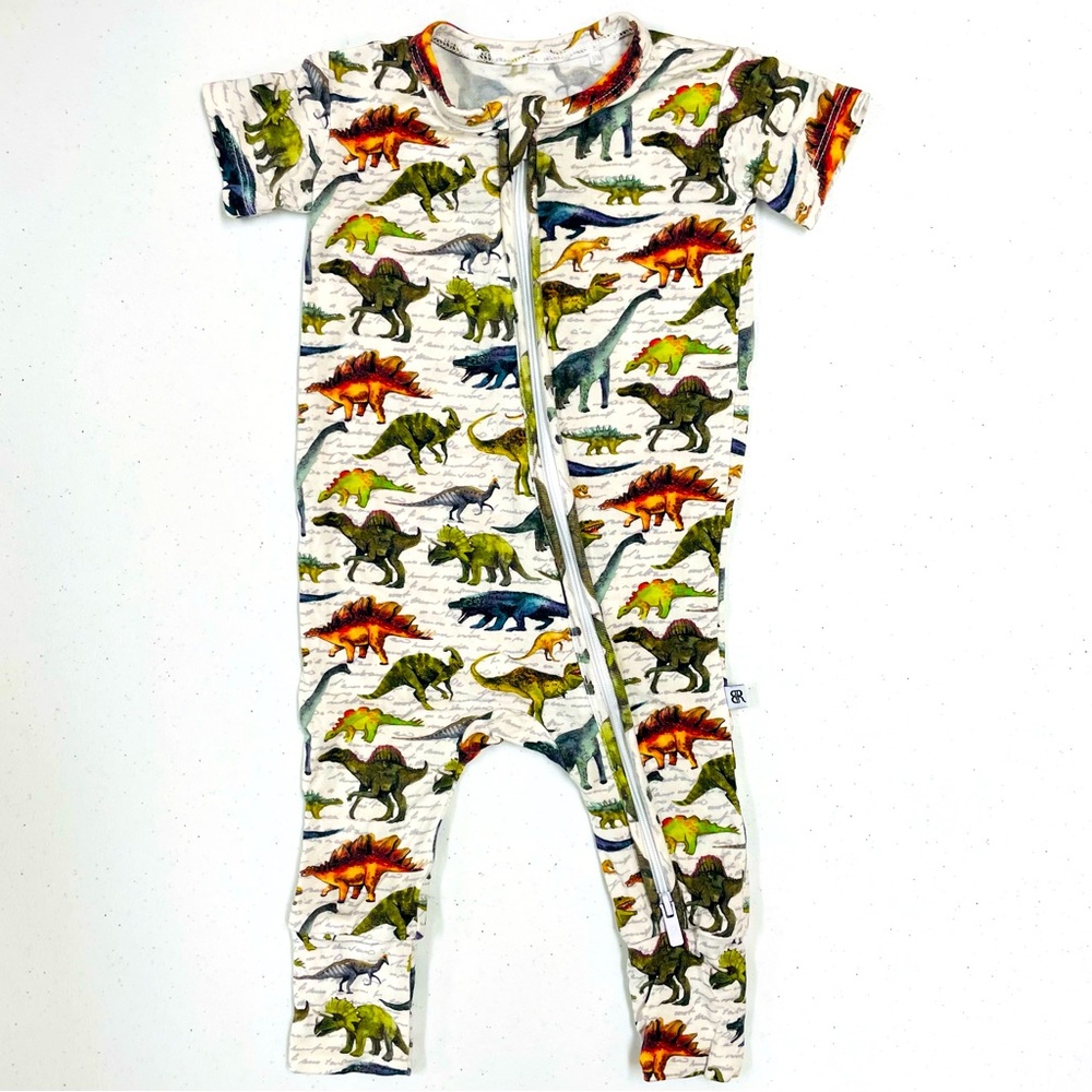 Bums & Roses Romper Boys 0-3M Girls Dinomite Dinosaurs Bamboo Sleeper Pajamas